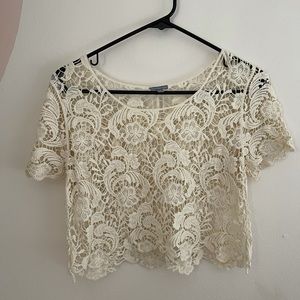 Charlotte Russe Cream Lace Crop Top